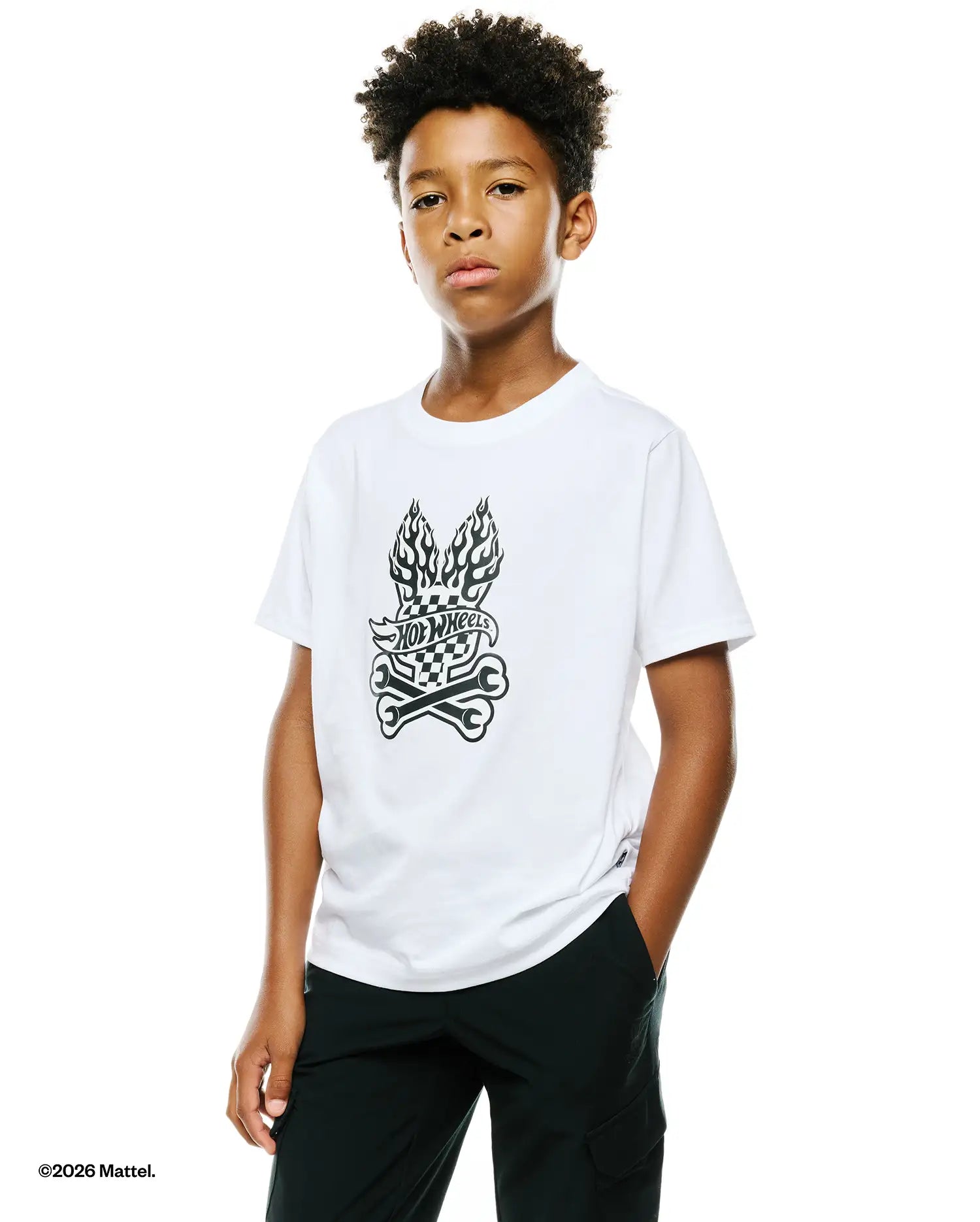 Psycho Bunny Kids Tees Hot Wheels Graphic T-shirt bianca cotone Pima