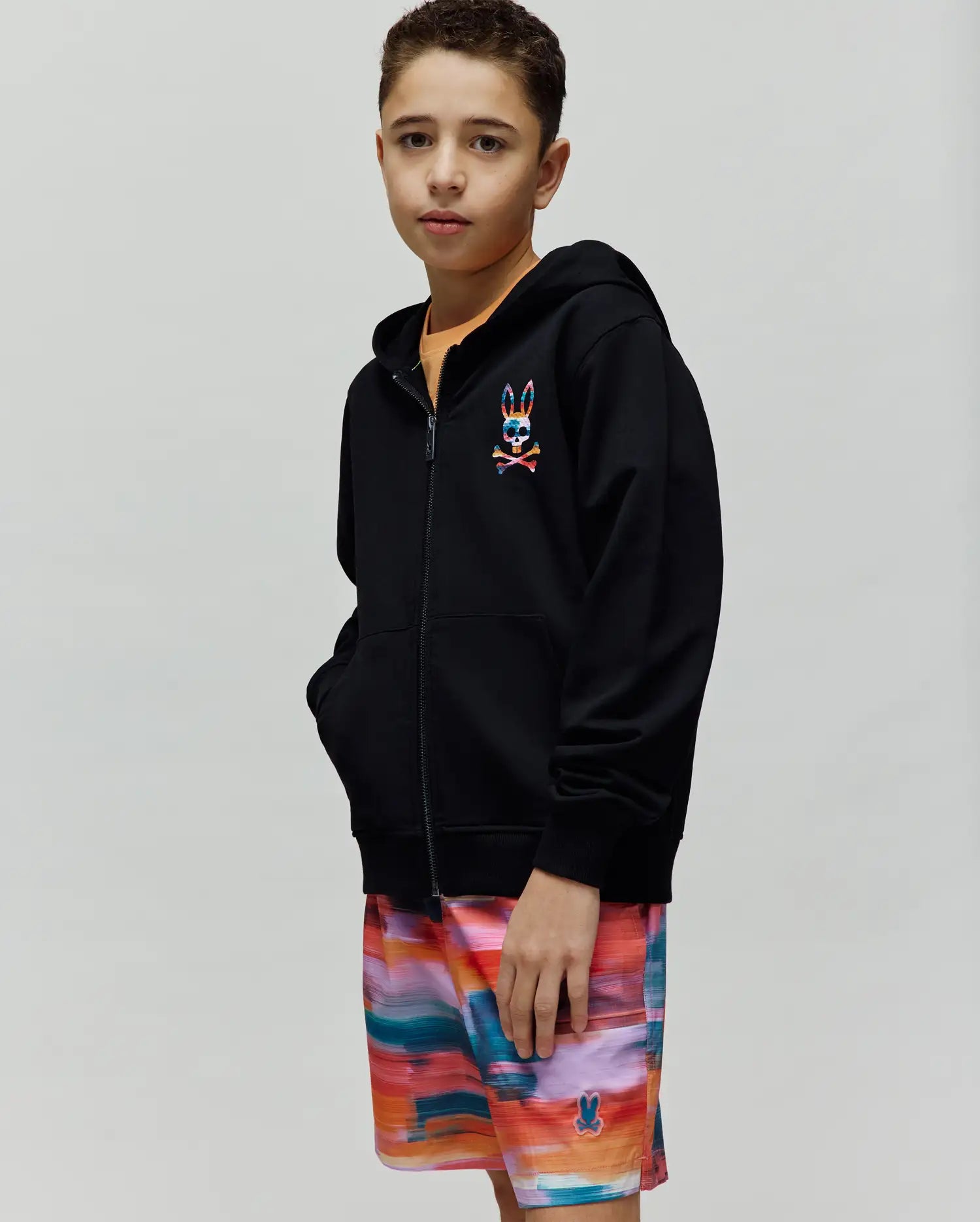 Psycho Bunny Kids Sweatshirts & Hoodies KIDS RAPHAEL FULL ZIP KT0500069 felpa nera
