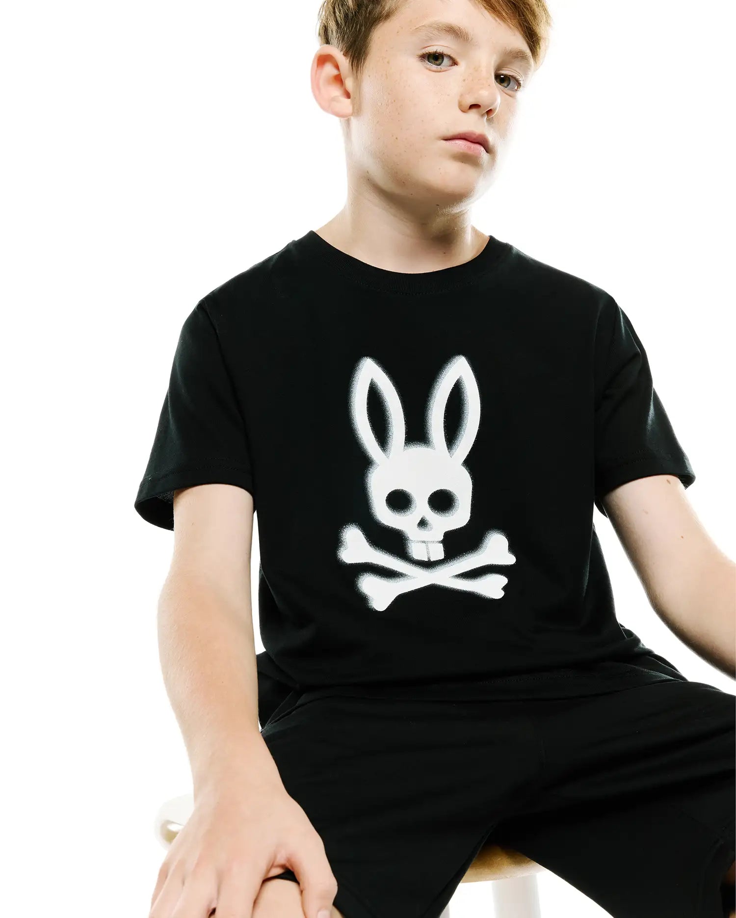 Psycho Bunny Kids Tees Emmanuel Graphic Tee KT0200240 maglietta nera Pima