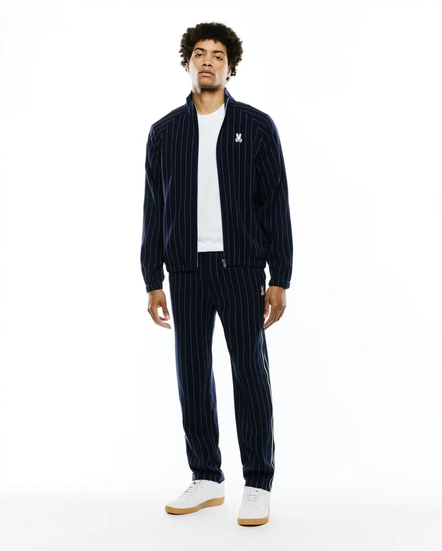 Psycho Bunny Jackets Men's Harland Pinstripe Track Jacket MT0500098 giacca blu regular fit