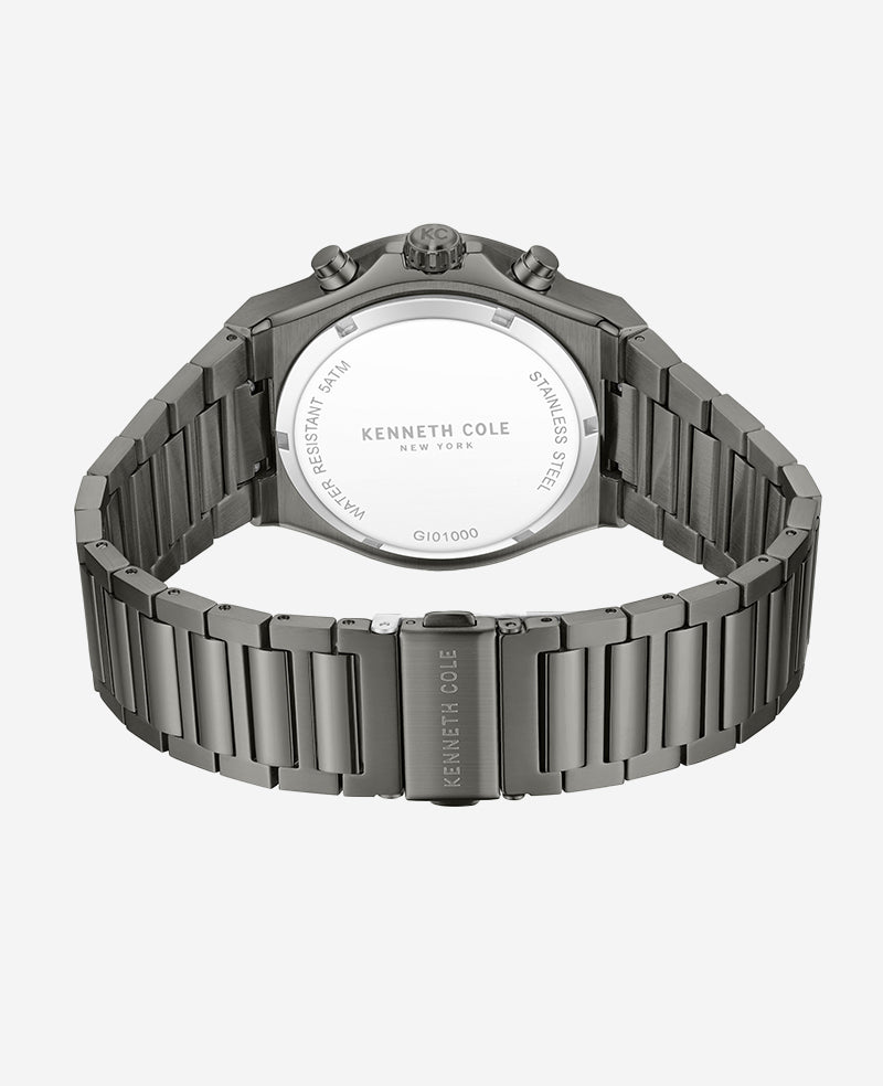 Kenneth Cole Reaction Watches Dress Sport Chronograph Multi Tone Dial Stainless Steel Bracelet Watch orologio gunmetal 5 ATM