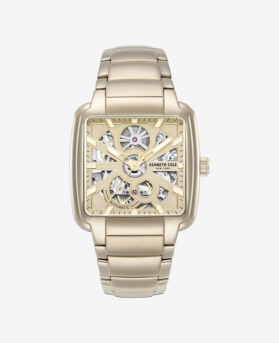 Kenneth Cole Reaction Watches Skeleton Automatic Bracelet Watch orologio dorato automatico