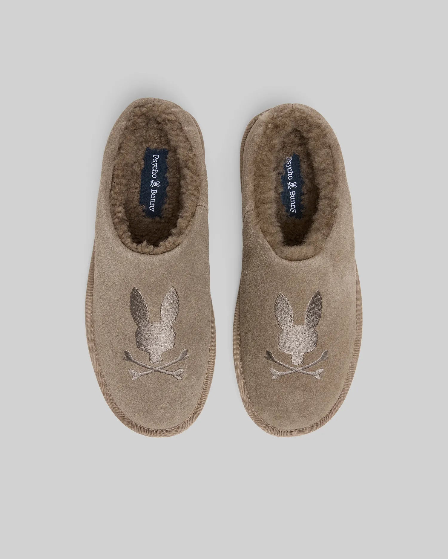 Psycho Bunny Accessories Suede Sherpa Bunny Slipper pantofole 025 Light Grey sherpa