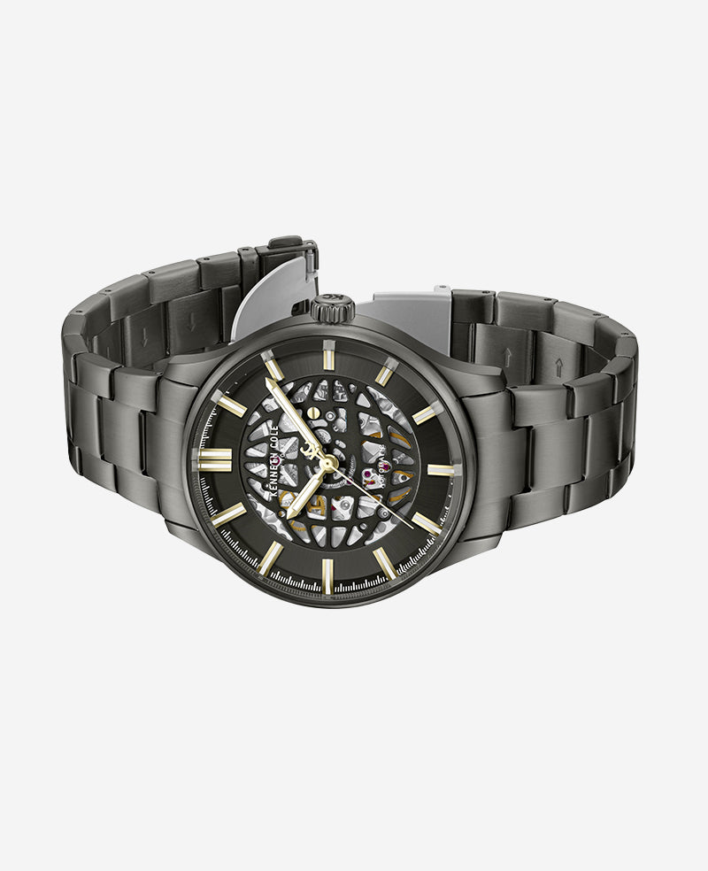 Kenneth Cole Reaction Watches Skeleton Automatic Gun Metal orologio automatico