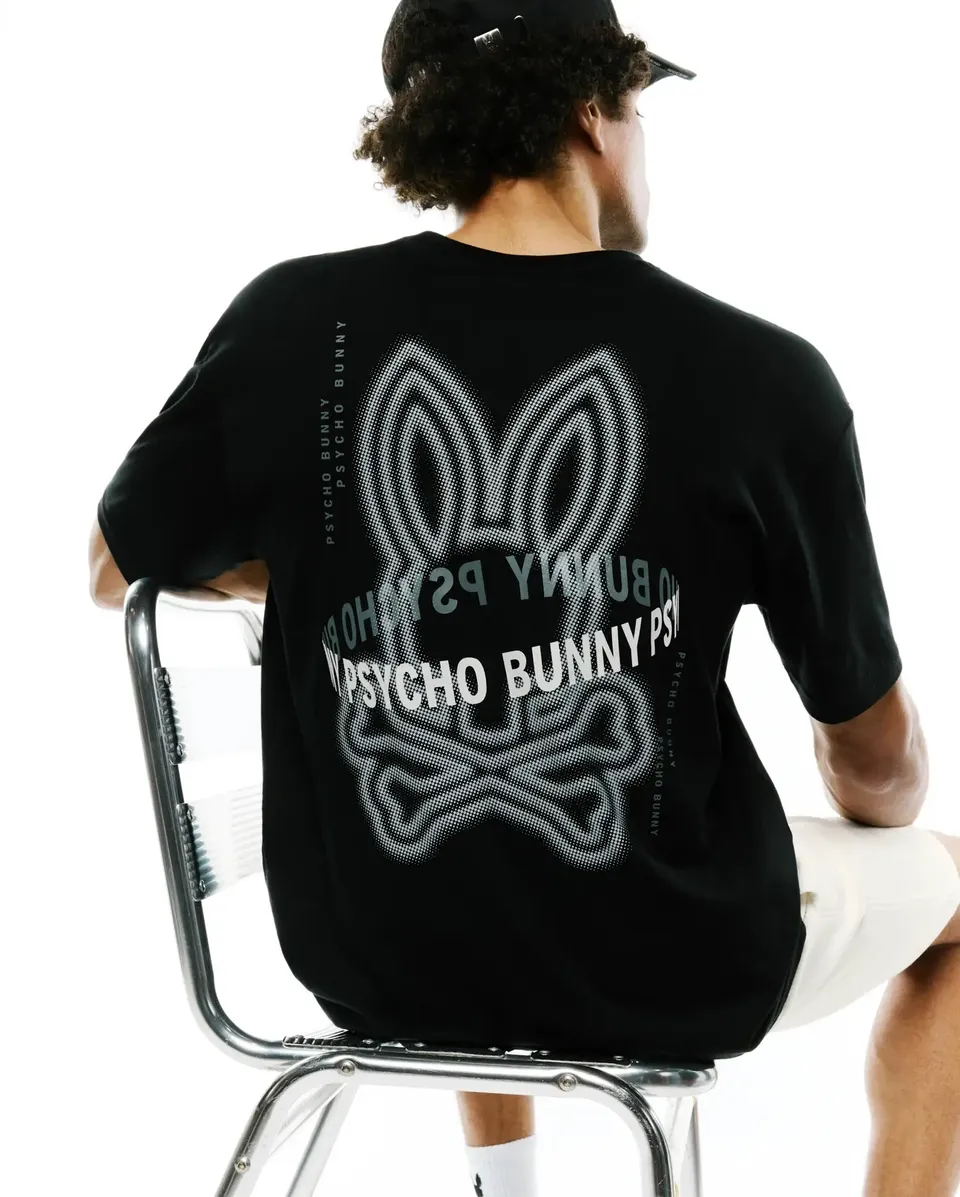 Psycho Bunny Men's Tees Alex Pima Cotton Back Graphic Tee t-shirt nera
