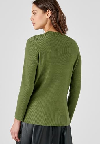 Damart Prêt-à-porter maglione gioco di costole fantasia manica lunga kaki 44