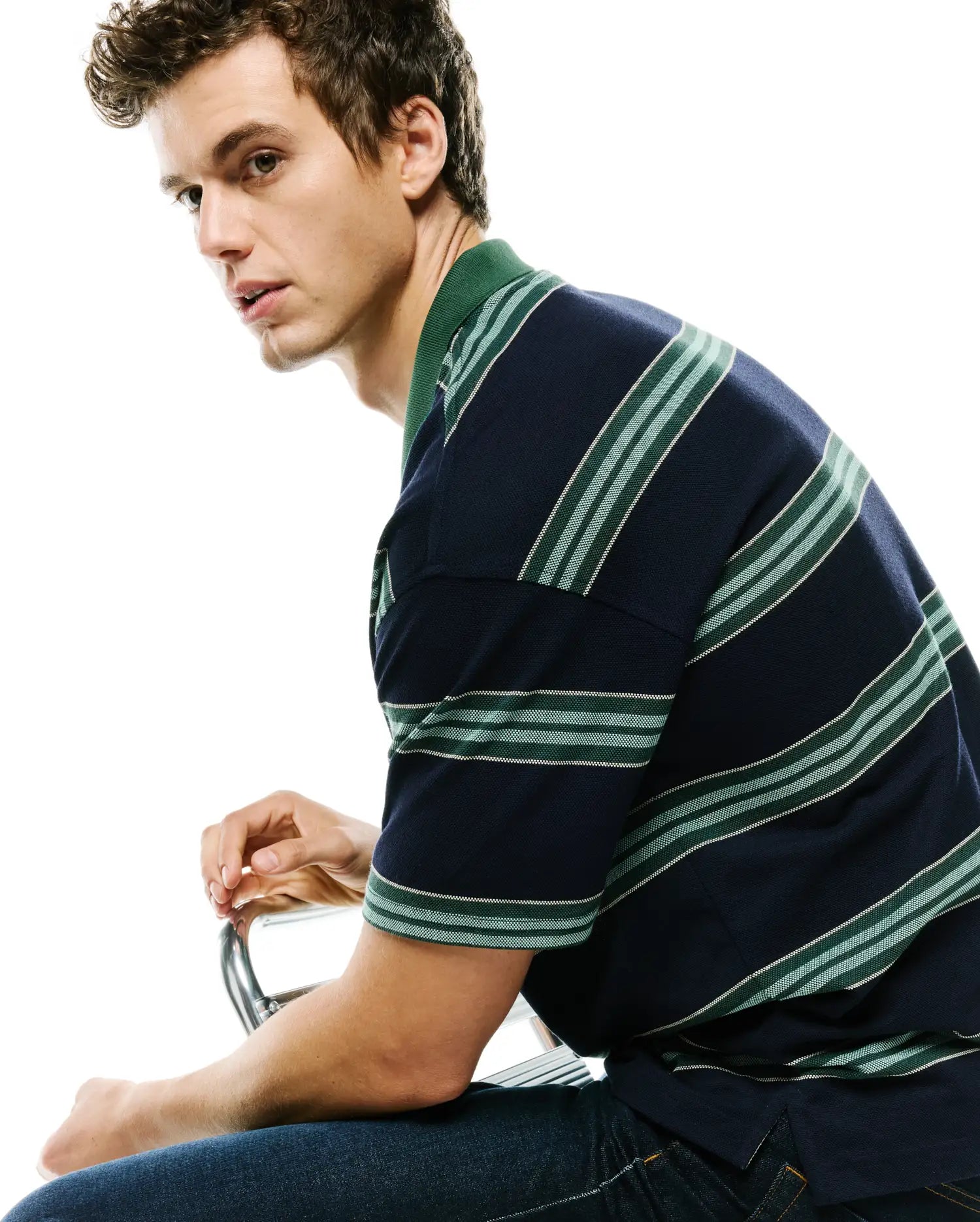 Psycho Bunny Men's Polos Drew Striped Pique Polo polo Baritone Blue