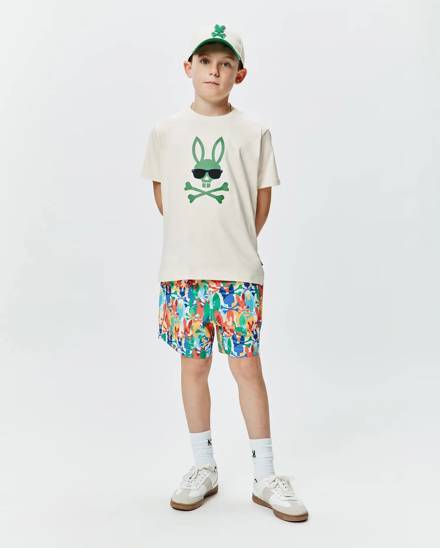 Psycho Bunny Kids Tees Sunny Graphic Tee maglietta bianca in cotone Pima