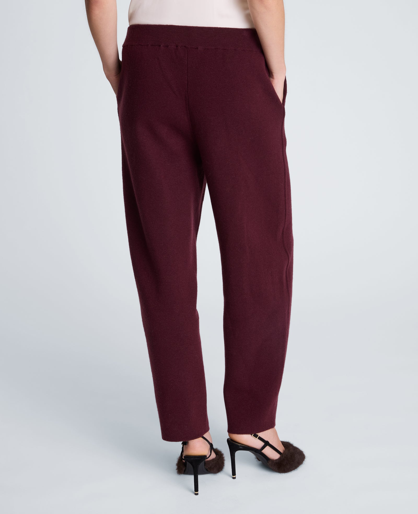 Kenneth Cole Reaction Clothing Barrel Leg Sweater Pull On Pant pantaloni Sugar Beet XS–XL in lana e cashmere