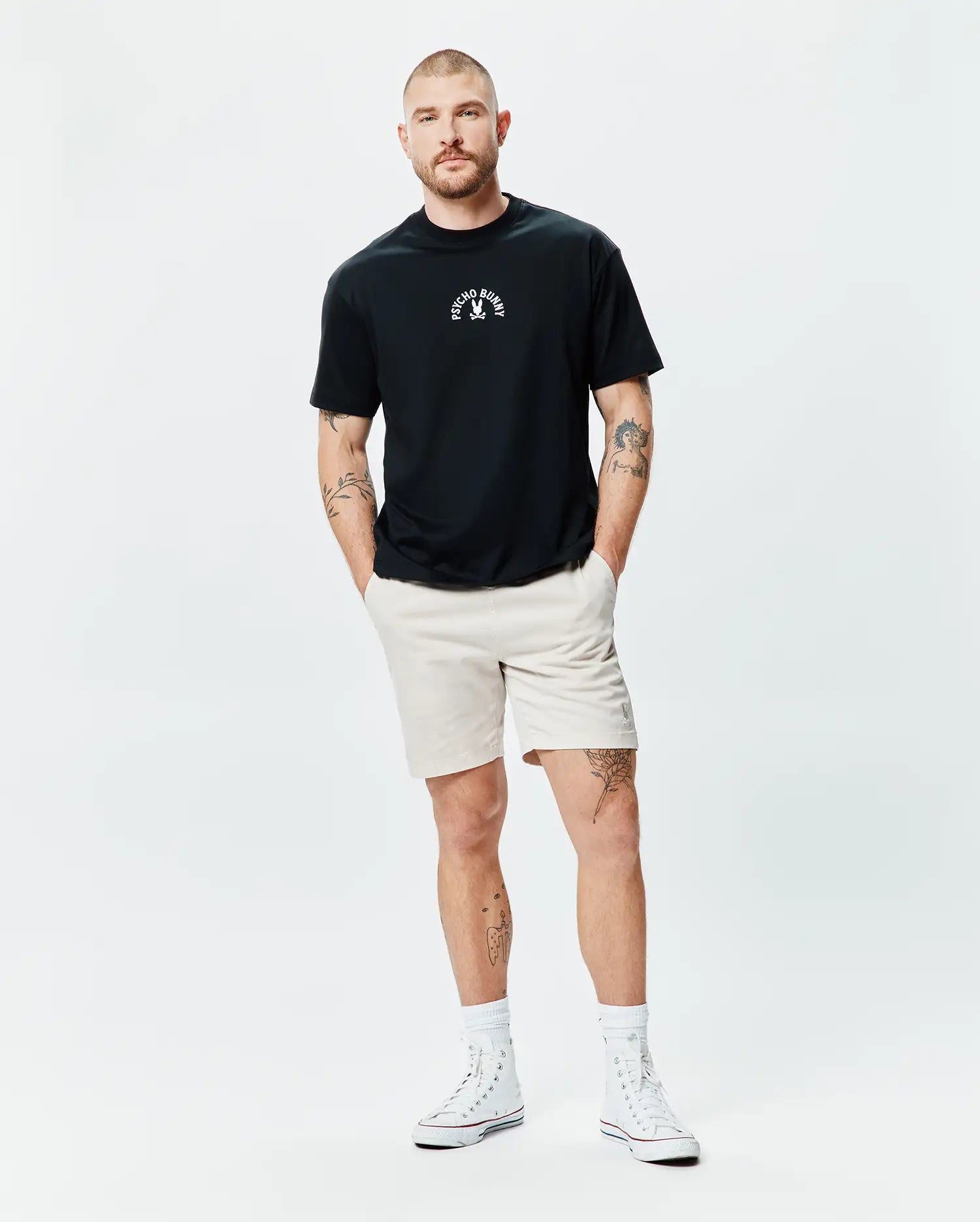Psycho Bunny Men's Tees Stevie Oversized Fit Tee t-shirt nera Pima