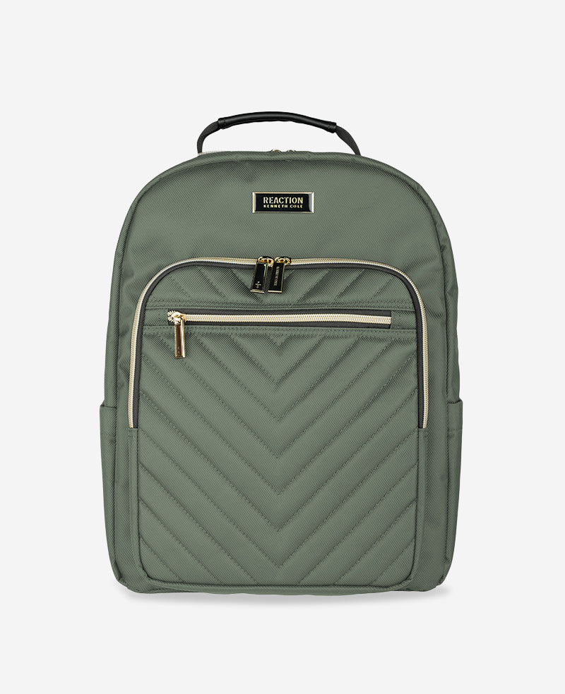 Kenneth Cole Reaction Luggage Chelsea 15.6-Inch Chevron Quilted Computer Backpack zaino Olive