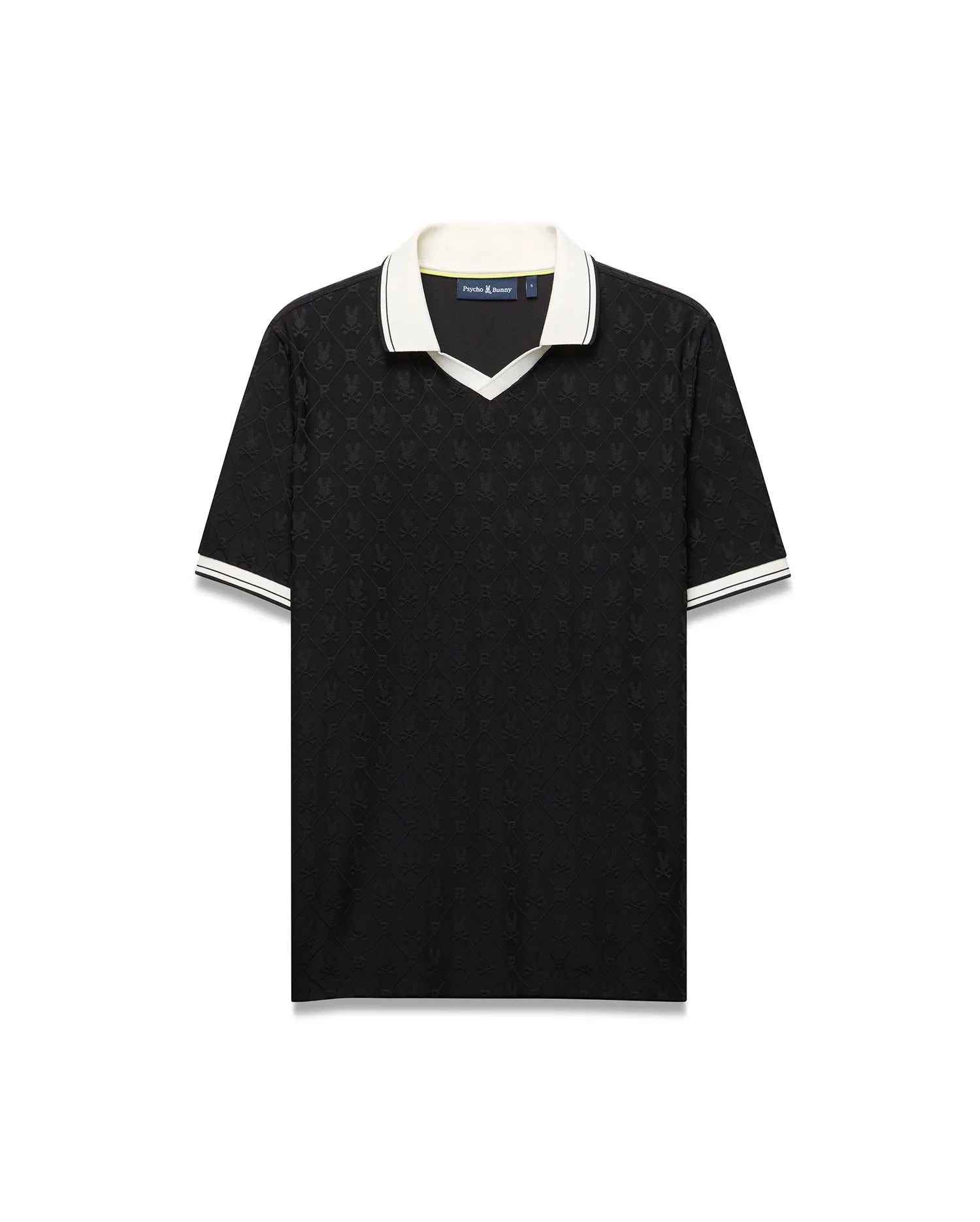 Psycho Bunny Men's Polos Garry Johnny Collar polo nera jacquard