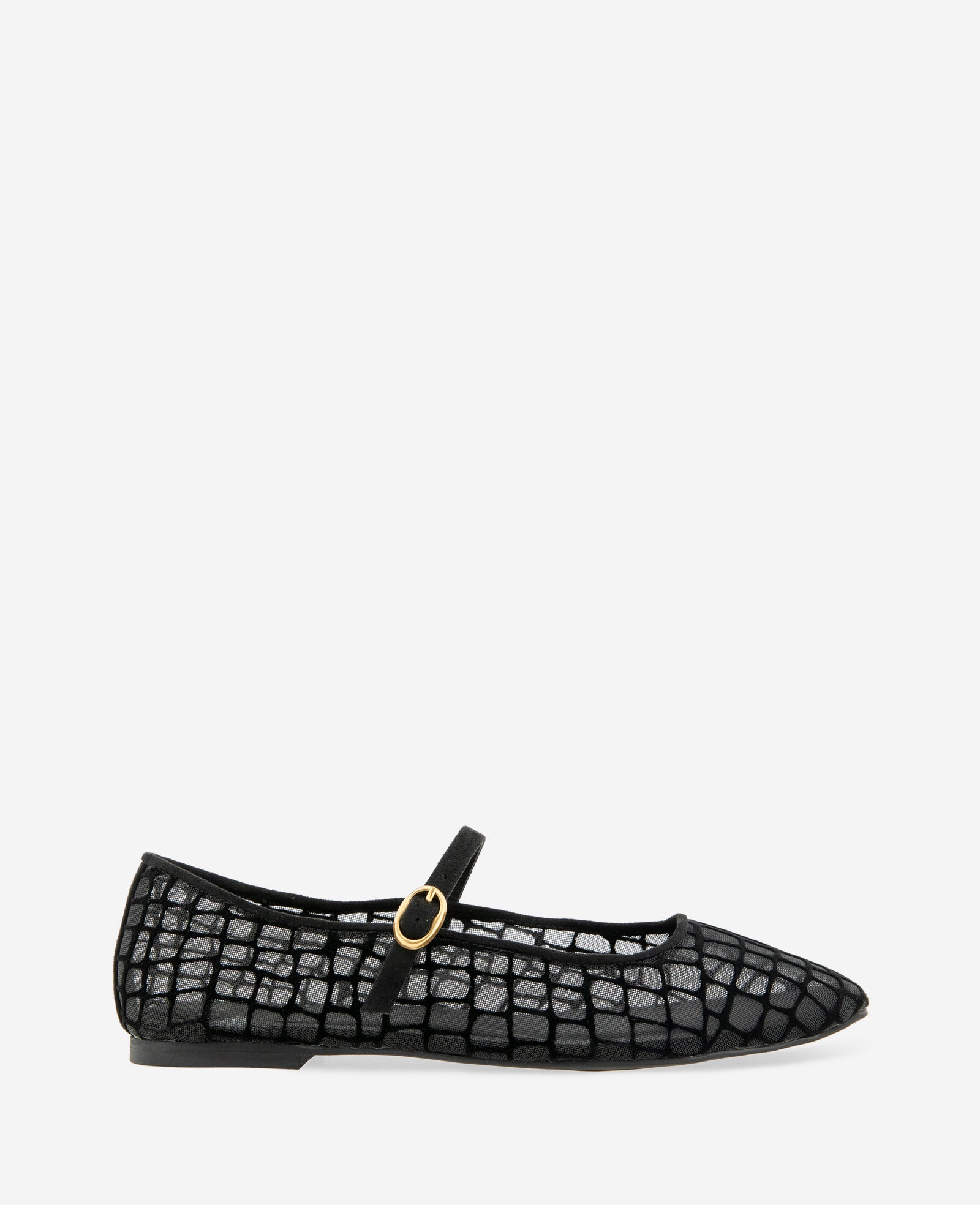 Kenneth Cole Reaction Shoes Jasper Croco Mesh Ballet Flat ballerine nere in tessuto