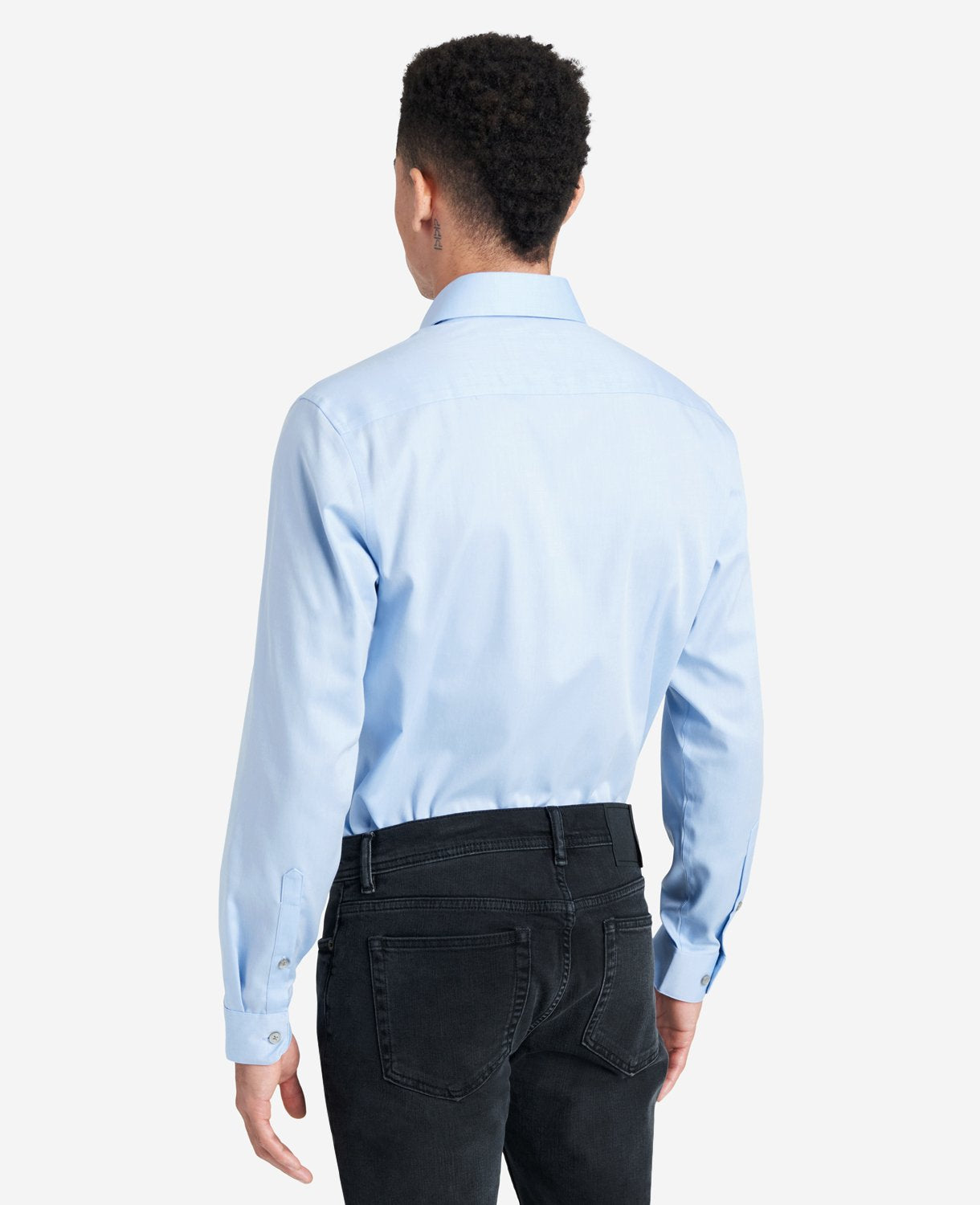 Kenneth Cole Reaction Clothing Slim-Fit Button-Down Stretch Dress Shirt with TEK FIT camicia azzurra