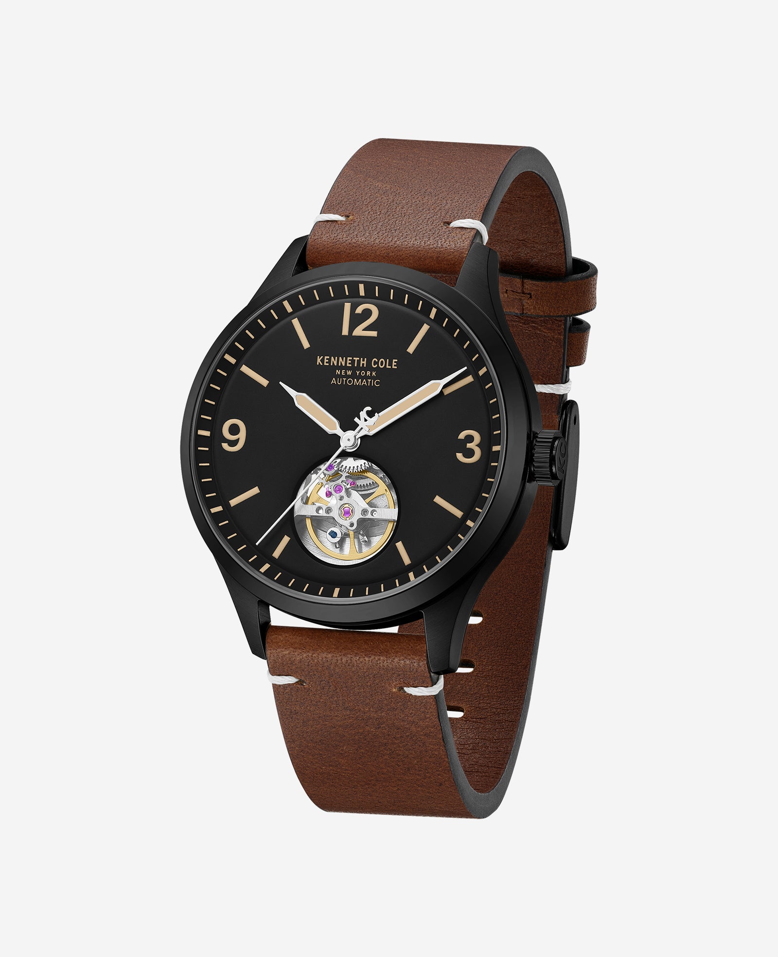 Kenneth Cole Reaction Open Heart Automatic Bracelet Watch orologio marrone automatico