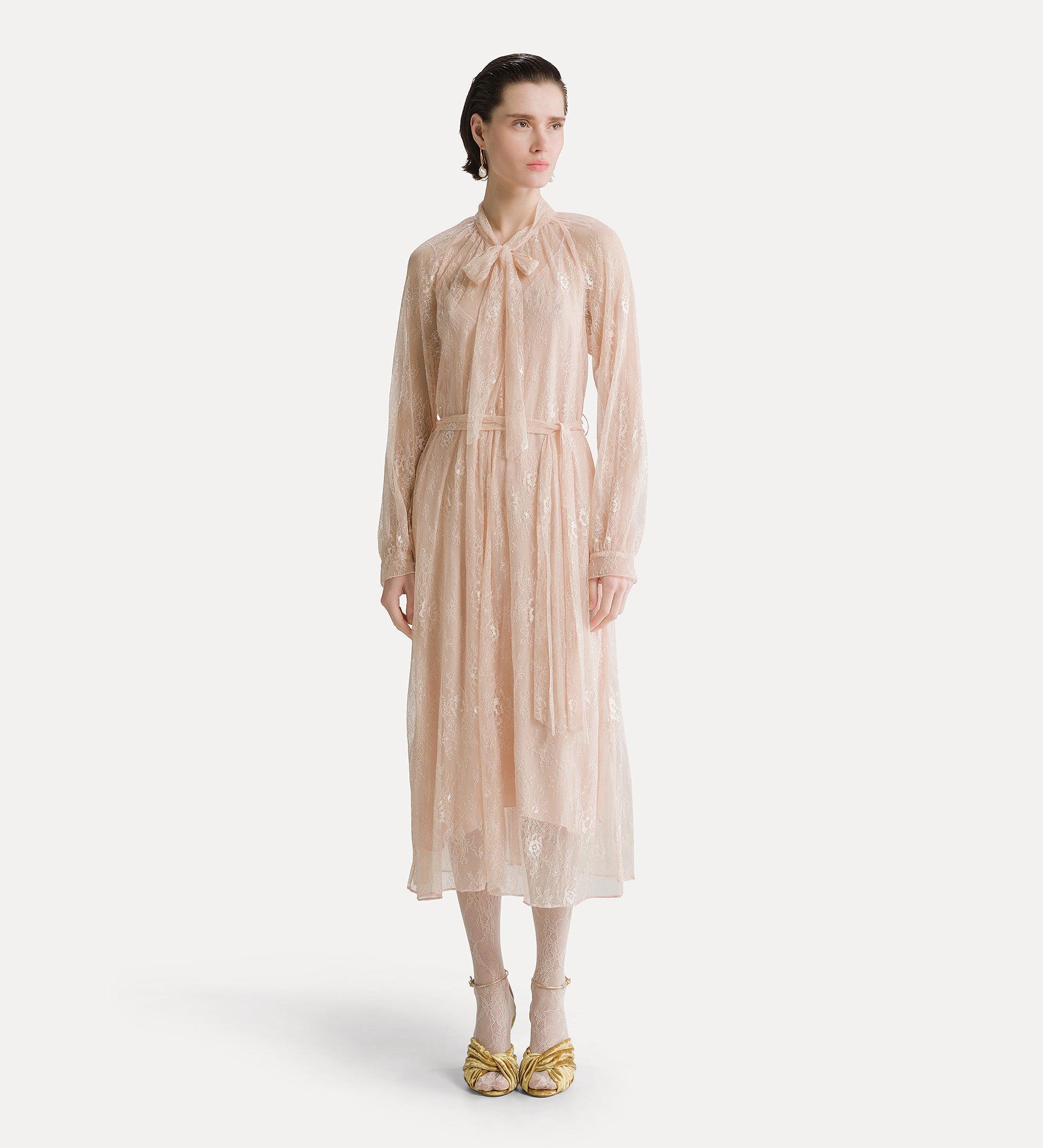 Forte abiti Chantilly Lace Bow-Tie Dress loto abito in pizzo