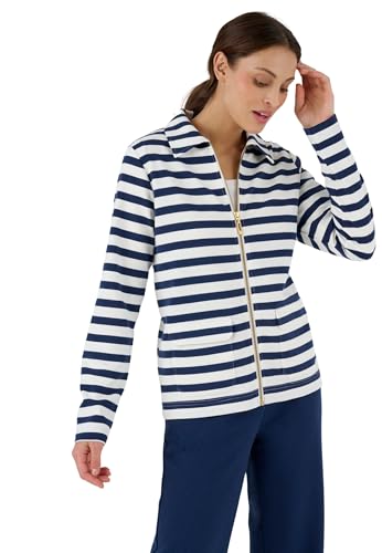 Damart Prêt-à-porter Giacca relax in maglia a righe 38-40 con zip dorata
