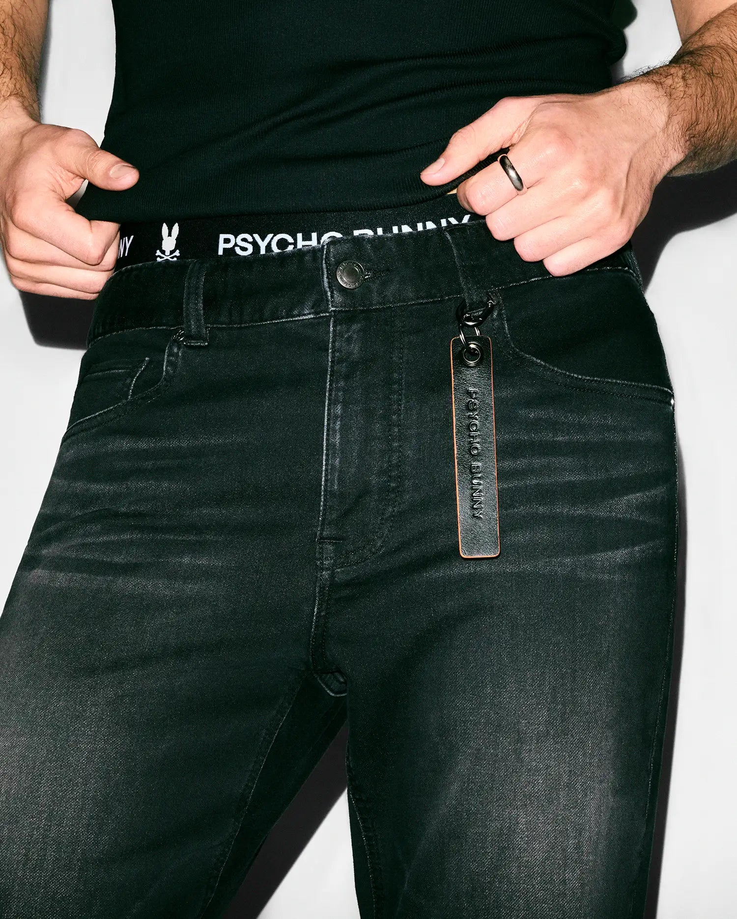 Psycho Bunny Men's Pants MENS ACE KNIT STRAIGHT LEG DENIM PANT 32 L MB0600035 jeans neri