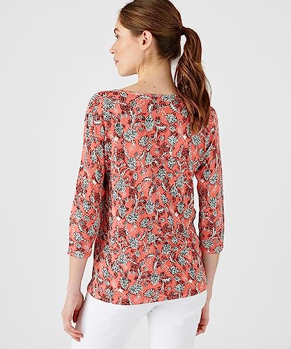 Damart Prêt-à-porter Maglione maglia fine maniche 3/4 rosa floreale 40