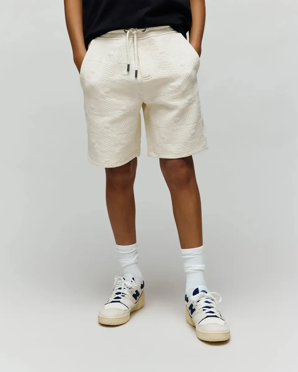 Psycho Bunny Kids Bottoms Dustin Sweatshort KB0900022 pantaloncini beige jacquard