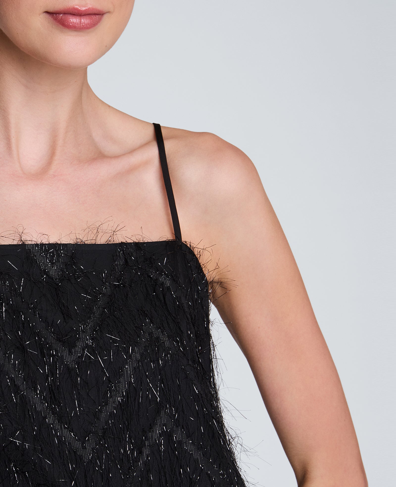 Kenneth Cole Reaction Clothing Cropped Cami top nero corto scollo quadrato testurizzato