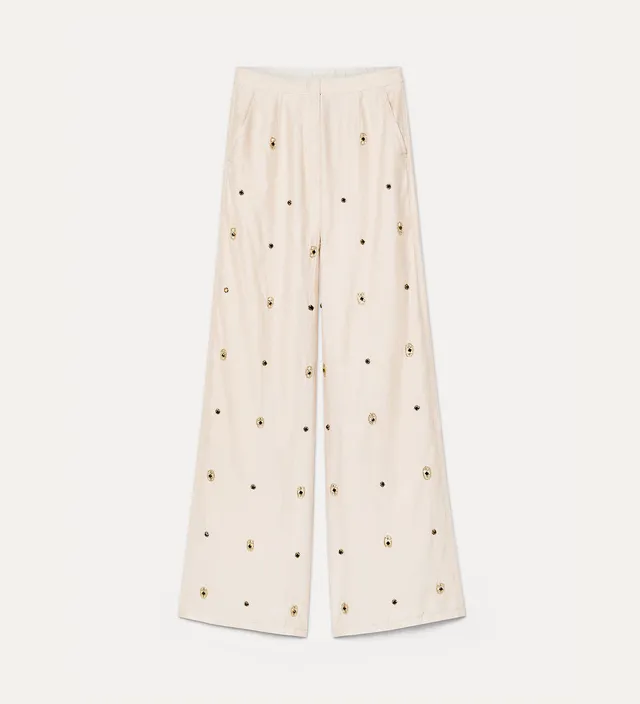 Forte pantaloni Le Club pantaloni color loto con ricami