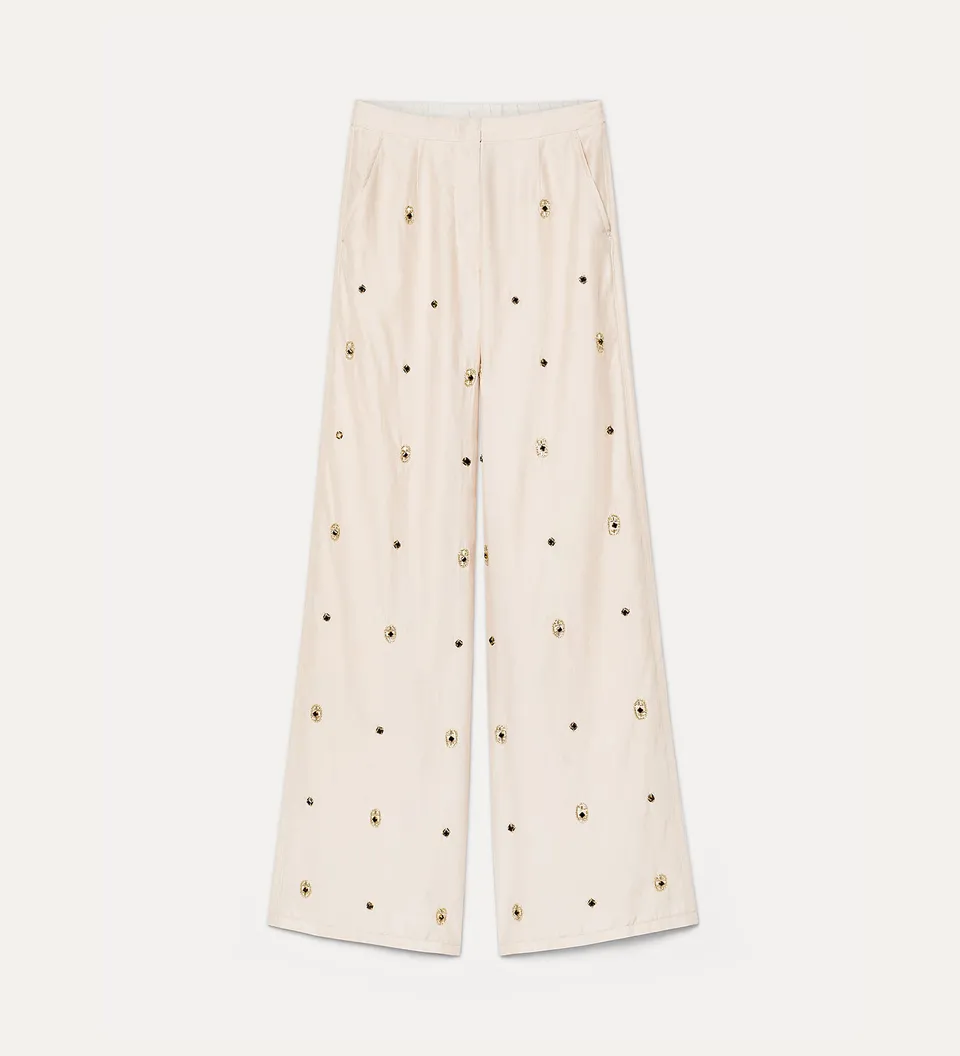 Forte pantaloni Le Club pantaloni color loto con ricami