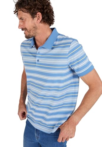 Damart Prêt-à-porter Polo A Righe Manica Corta Uomo L blu a strisce cotone