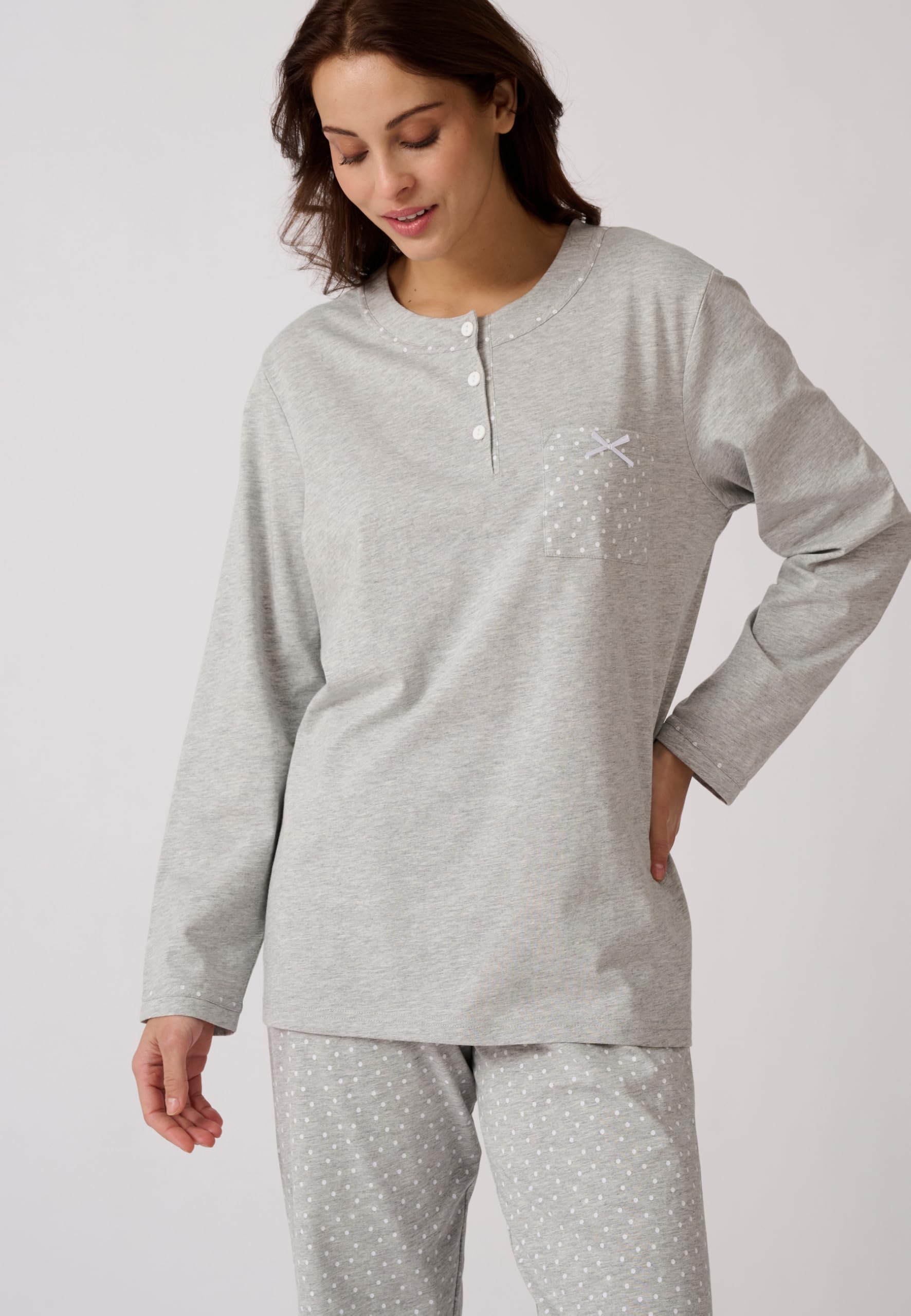 Damart Homewear pigiama donna cotone biologico taglia S grigio piselli