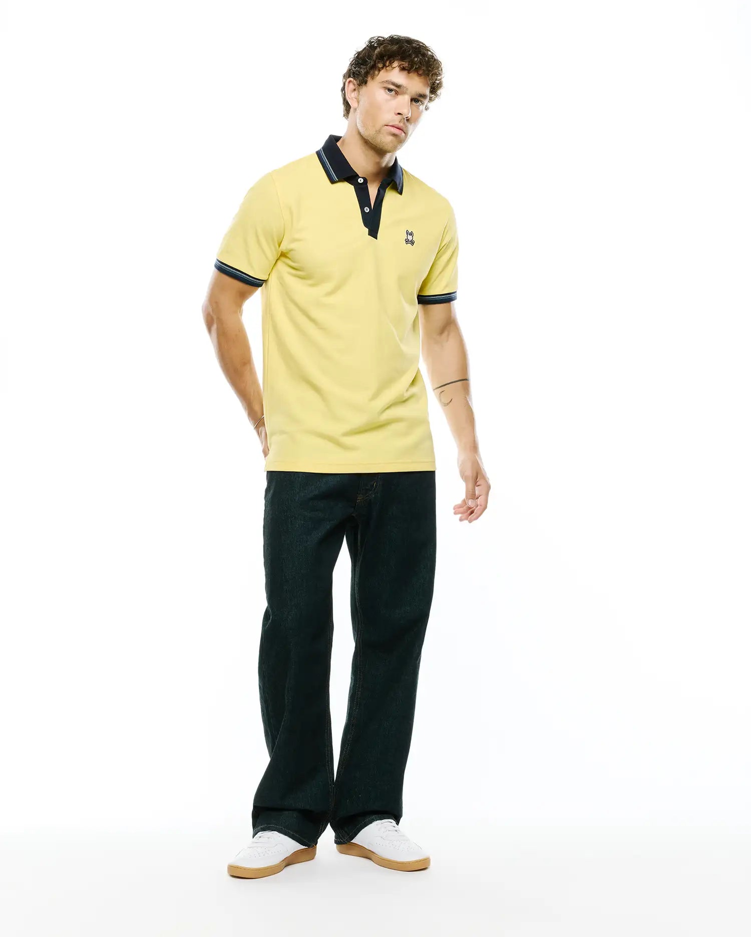 Psycho Bunny Men's Polos Jaydon Pima Piqué Polo uomo giallo cotone
