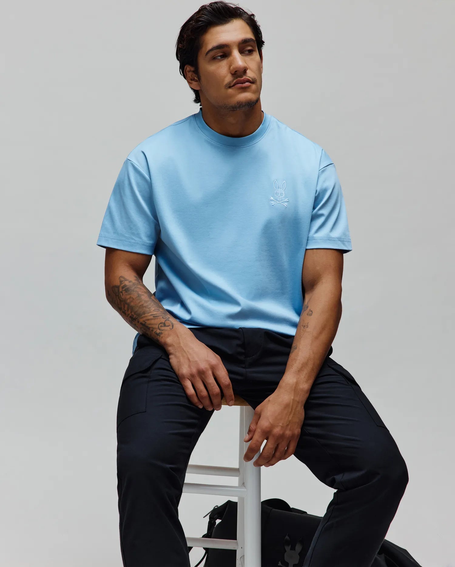 Psycho Bunny Men's Tees Oscar Oversized Tee t-shirt blu