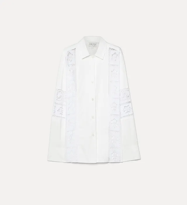 Forte camicie camicia oversize Diamond bianca, inserti in pizzo