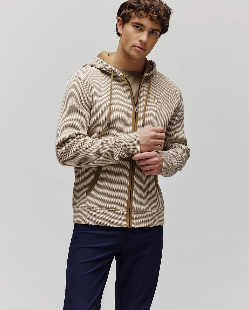 Psycho Bunny Maxton Waffle Full Zip Hoodie MT0500170 felpa con cappuccio Pristine 250 in cotone