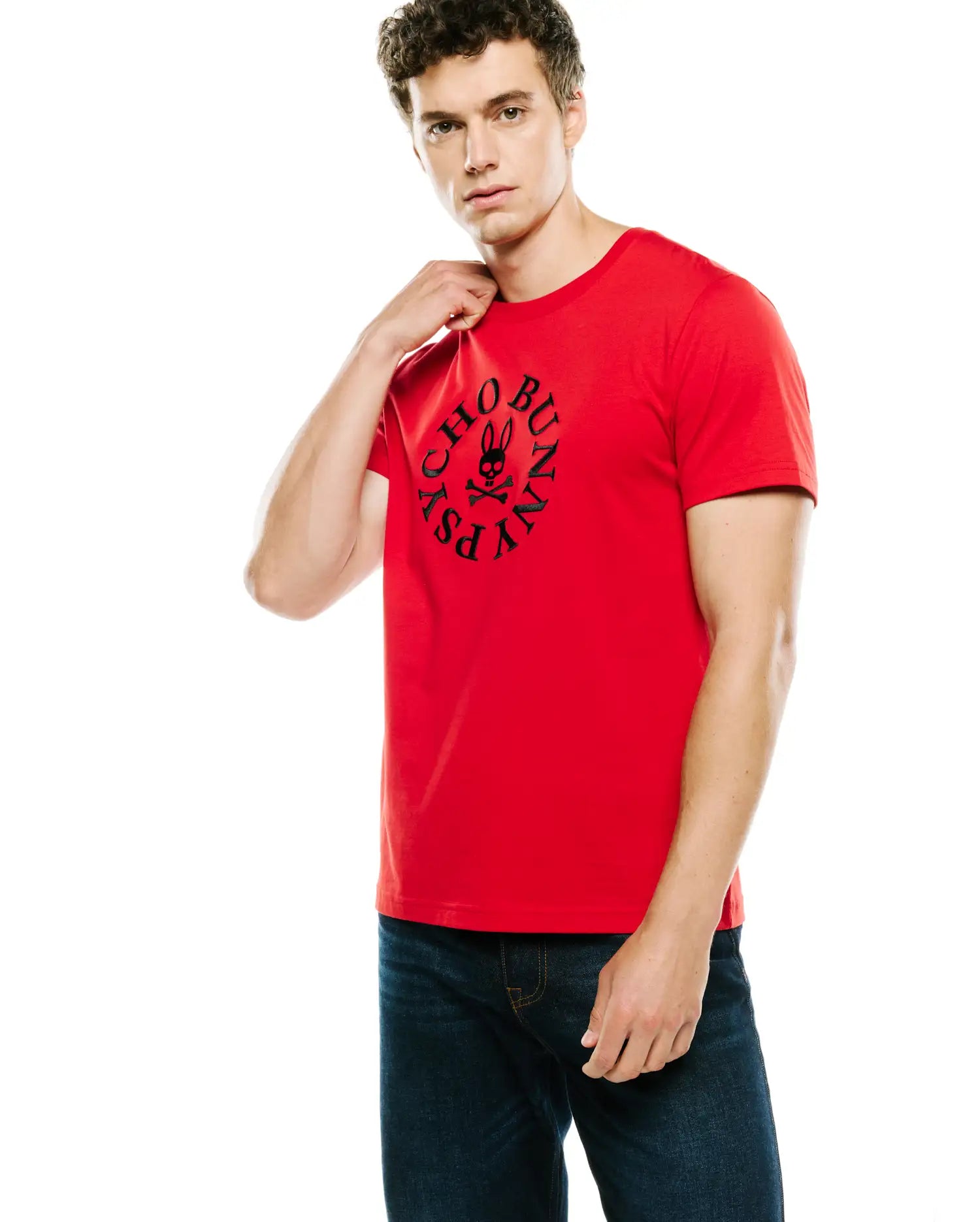 Psycho Bunny Men's Tees MENS VALLANCE GRAPHIC TEE MT0200658 t-shirt rossa in cotone Pima