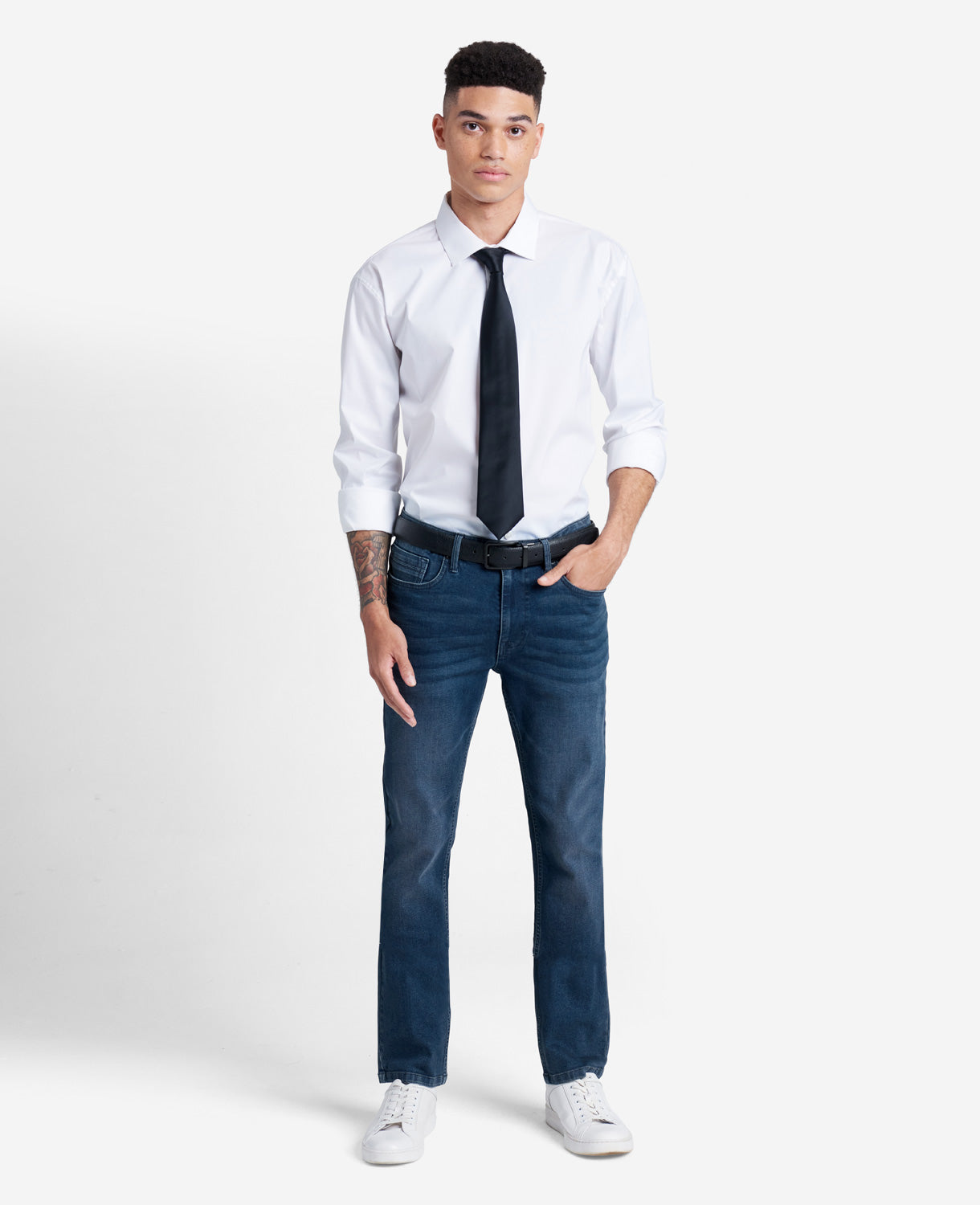 Kenneth Cole Reaction Clothing Slim-Fit Recycled Stretch Denim Jean jeans Leroy blu medio
