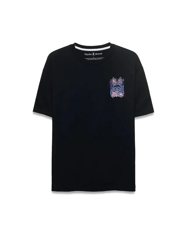 Psycho Bunny Big & Tall Isaac Splatter Back maglietta nera 1XL-6XLT oversize