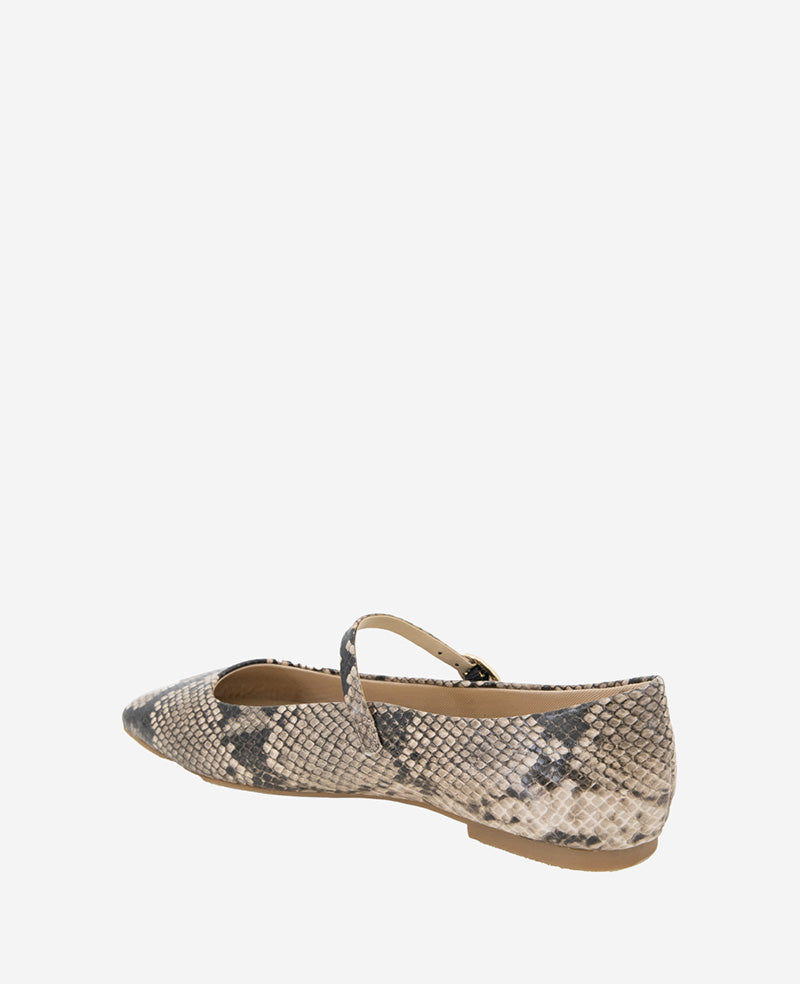 Kenneth Cole Reaction Shoes Jasper Snakeskin Leather Ballet Flat ballerine taupe snake