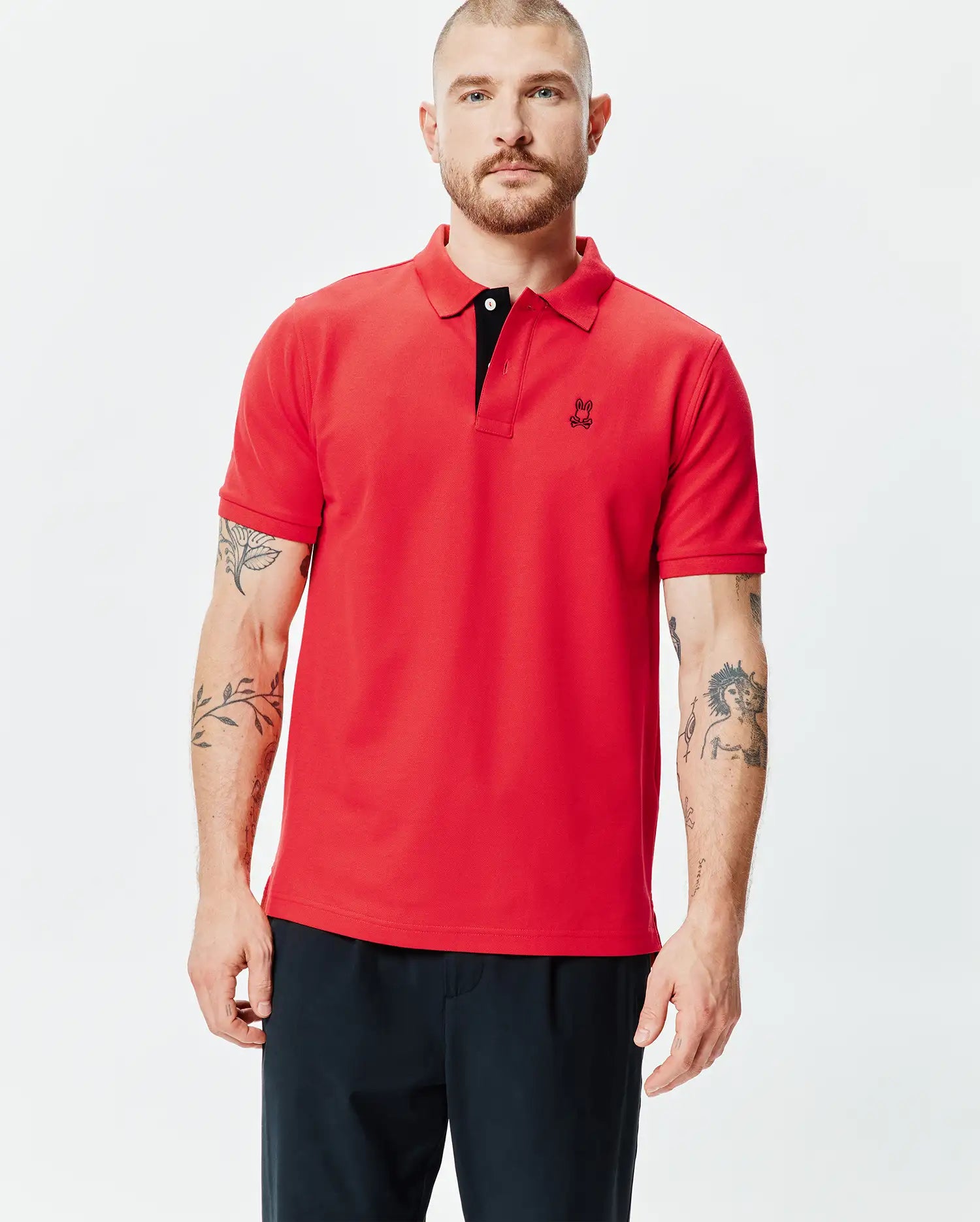 Psycho Bunny Men's Polos Blythe Pique Polo polo rosso Bittersweet cotone Pima