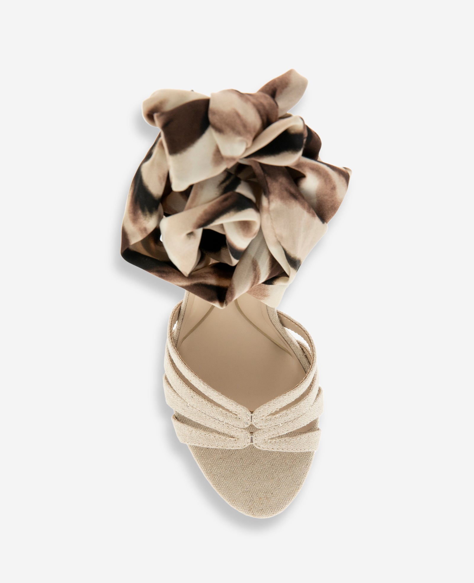 Kenneth Cole Reaction Shoes Nikkii Printed Fabric Wrap Around Platform Heel sandali zeppa tessuto
