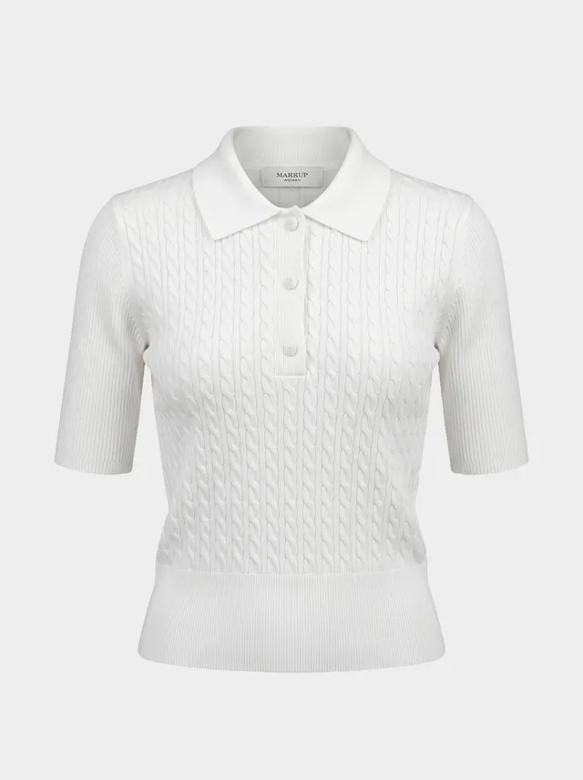 Markup Donna Maglieria Polo con lavorazione a trecce