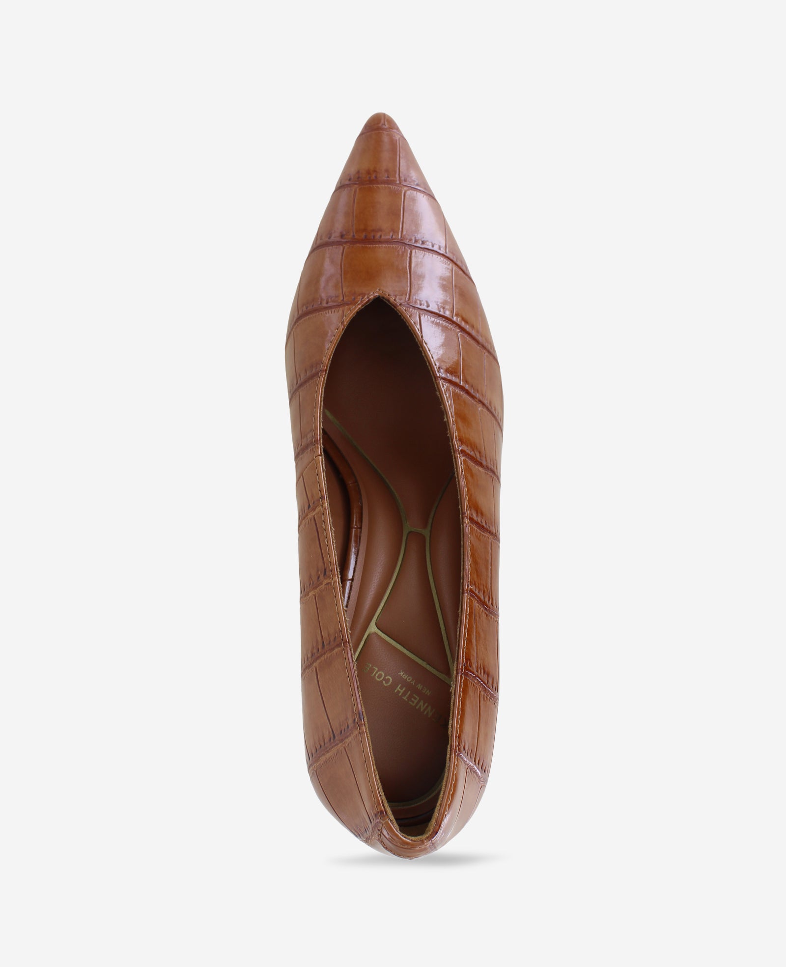 Kenneth Cole Reaction Shoes Perfecto Embossed Croco Leather décolleté tan