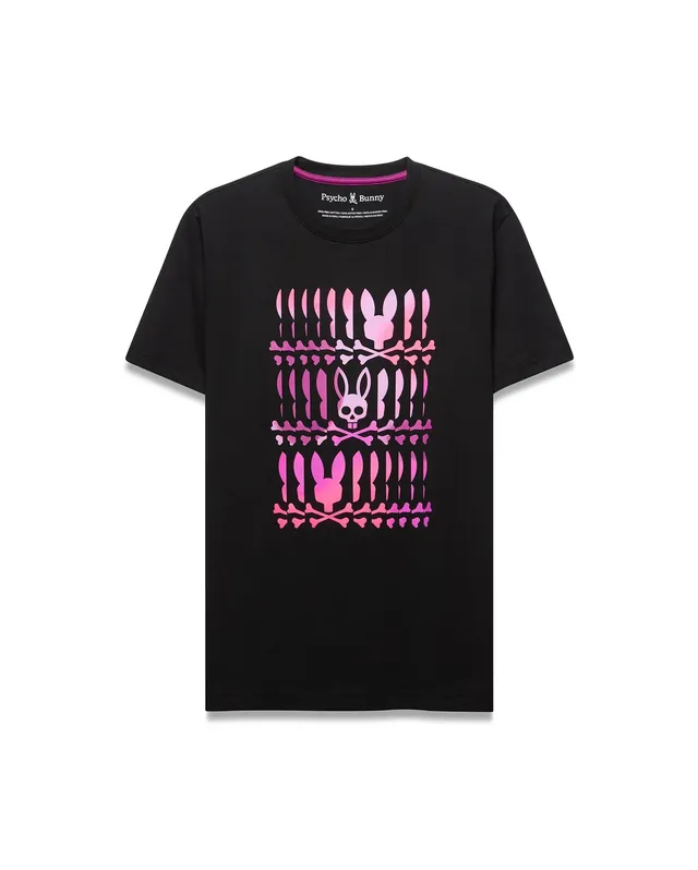 Psycho Bunny Men's Tees Lewis Pima Cotton Graphic Tee t-shirt nera in cotone Pima