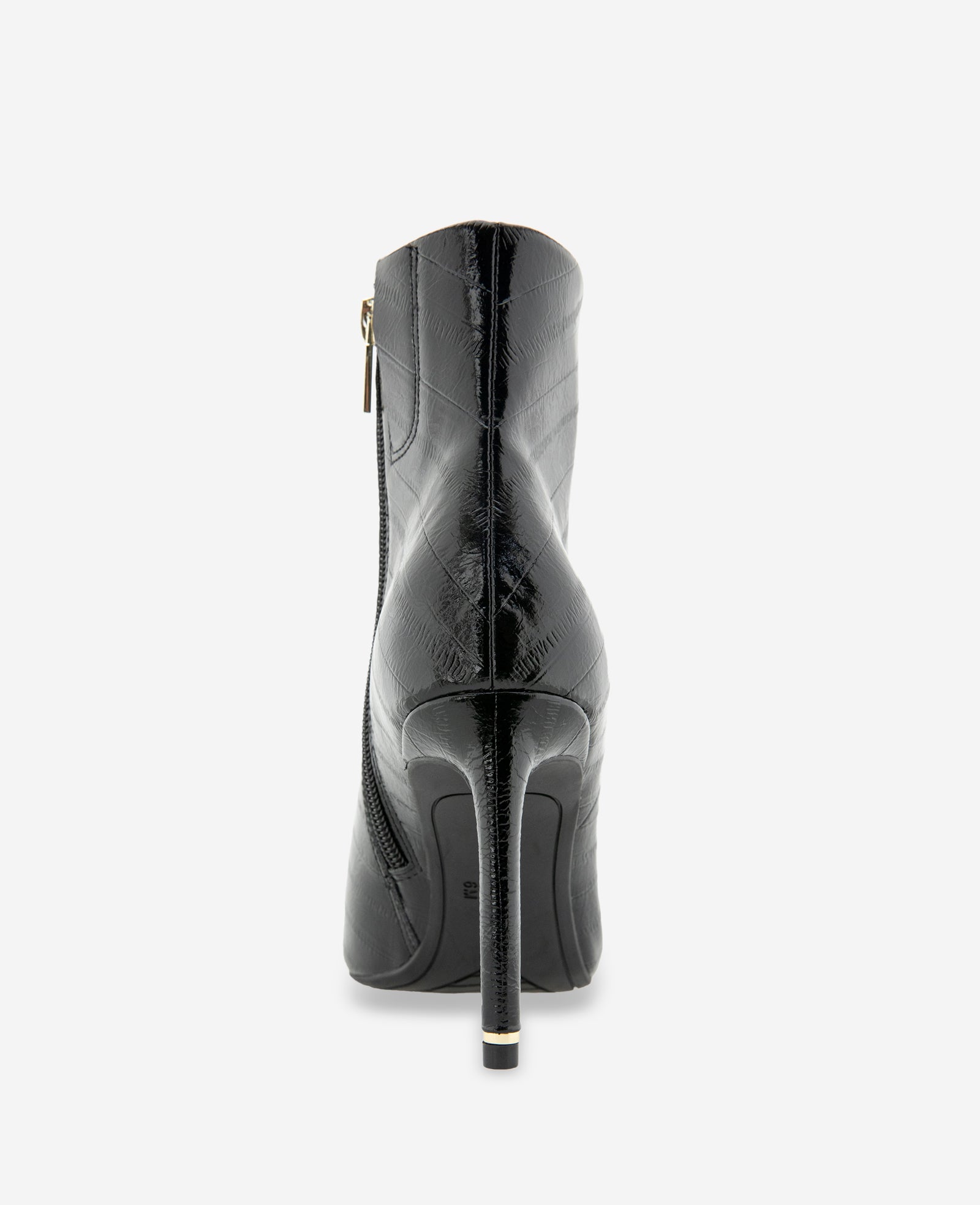 Kenneth Cole Reaction Shoes Quincy Embossed Eel Heel Ankle Bootie stivaletti neri tacco in pelle