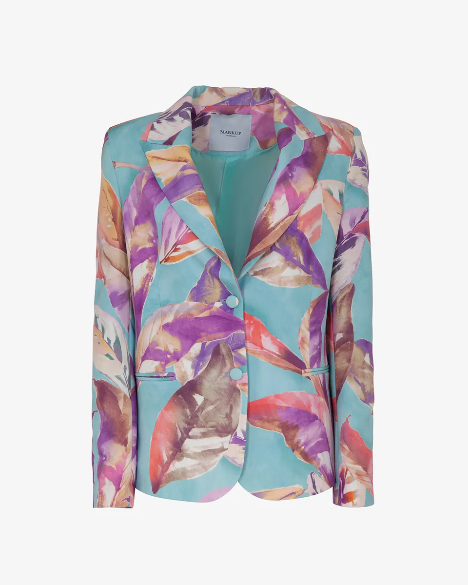 Markup Donna Tailleur & Blazer Blazer in bielastico stampa foglie