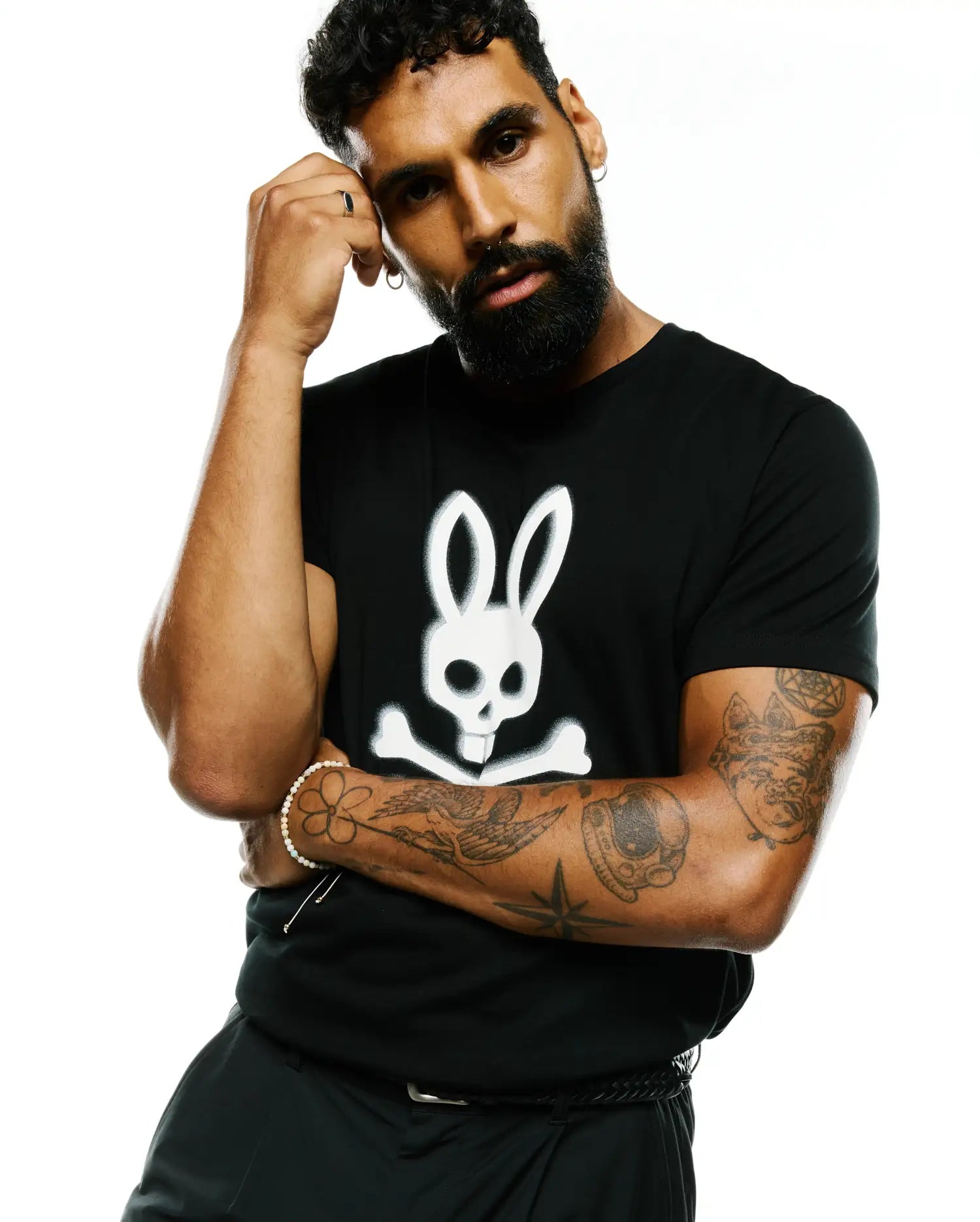 Psycho Bunny Men's Tees Emmanuel Pima Cotton Graphic Tee MT0200353 t-shirt nera Pima