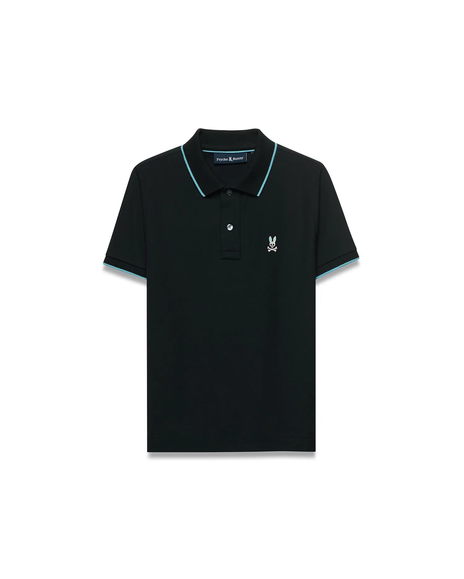 Psycho Bunny Kids Polo Shirts Klaus polo nera in piqué di Pima