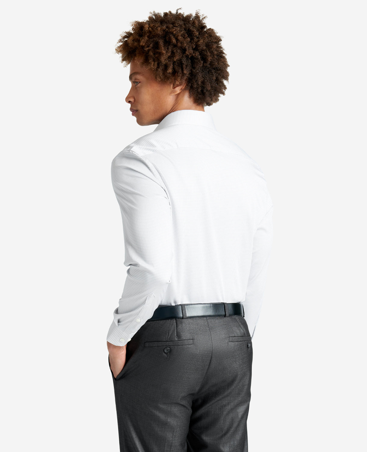 Kenneth Cole Reaction Clothing Slim Fit Sustainable Stretch Collar Solid Dress Shirt with TEK FIT camicia blu slim fit