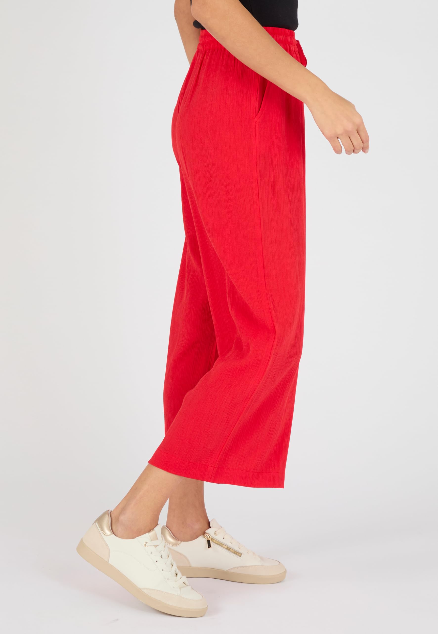Damart Prêt-à-porter Pantaloni da donna in stile crespa 42 rosso mattone