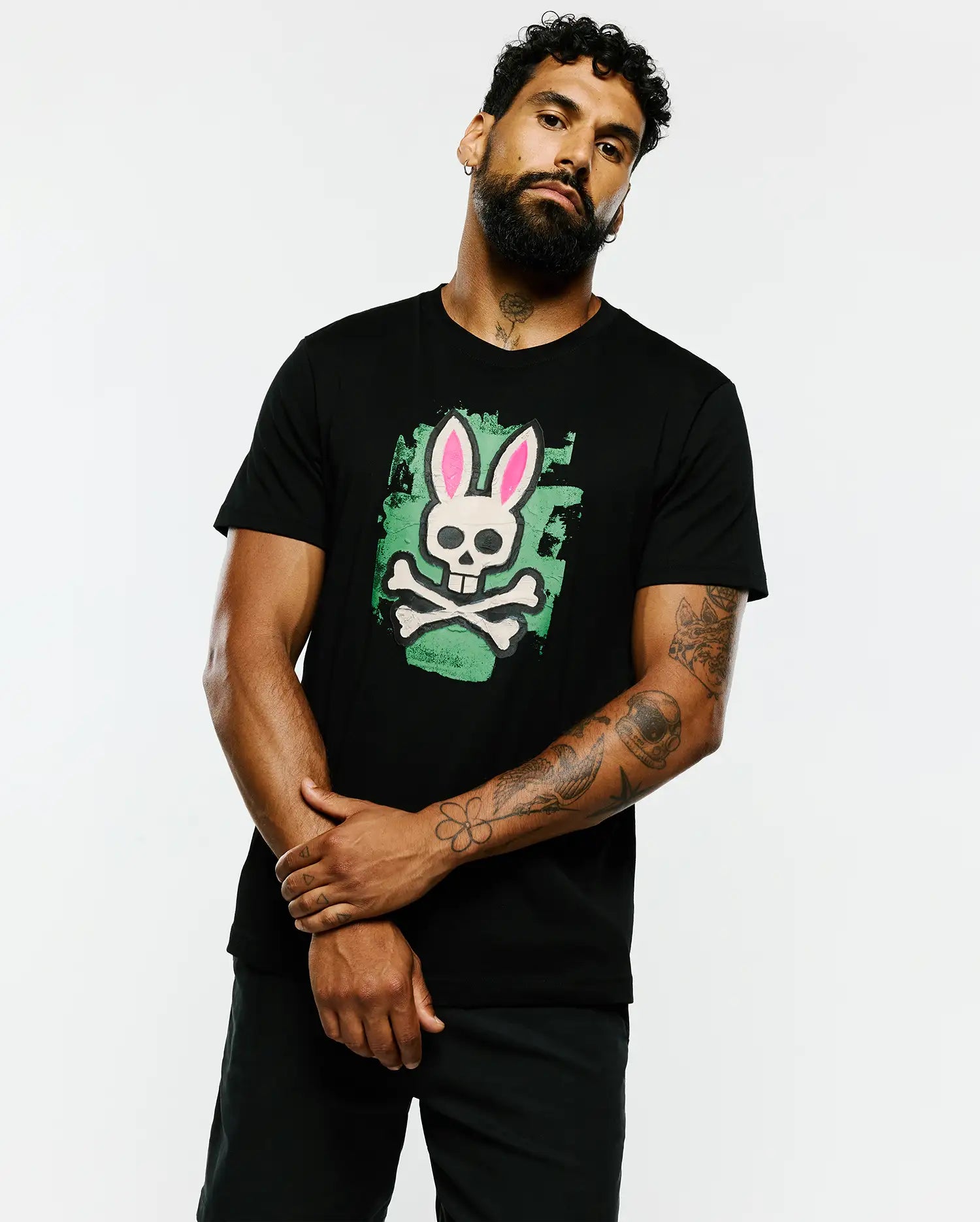 Psycho Bunny Men's Tees Marcus Graphic Tee maglietta nera