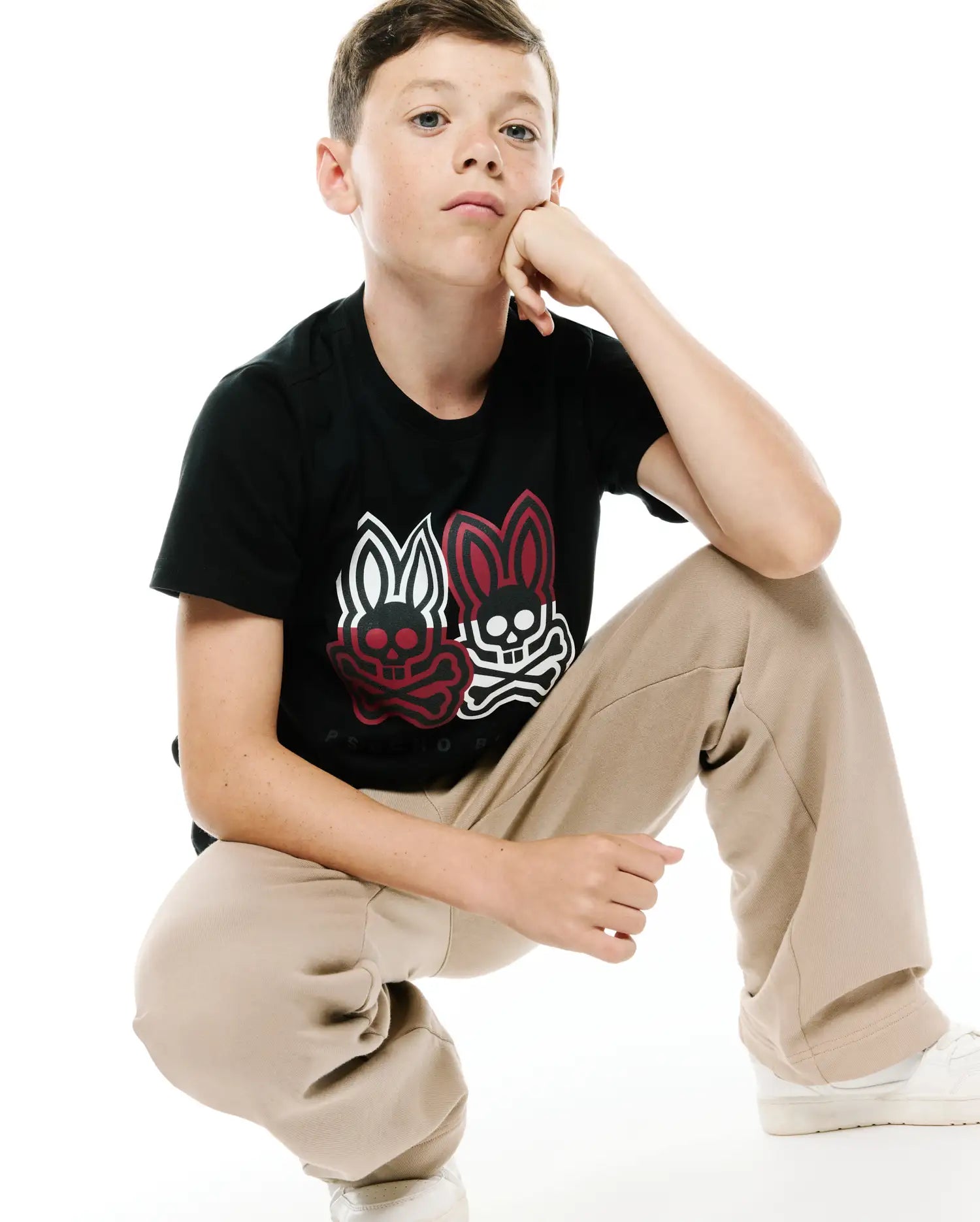 Psycho Bunny Kids Tees Ledger Graphic Tee KT0200258 t-shirt nera bambini cotone Pima